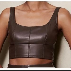Banana Republic Cropped CROPPED VEGAN LEATHER BUSTIER Size 2 Brown NWT